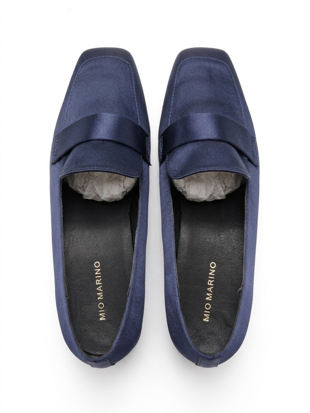 Mio Marino Women's Navy Satin Penny Loafers